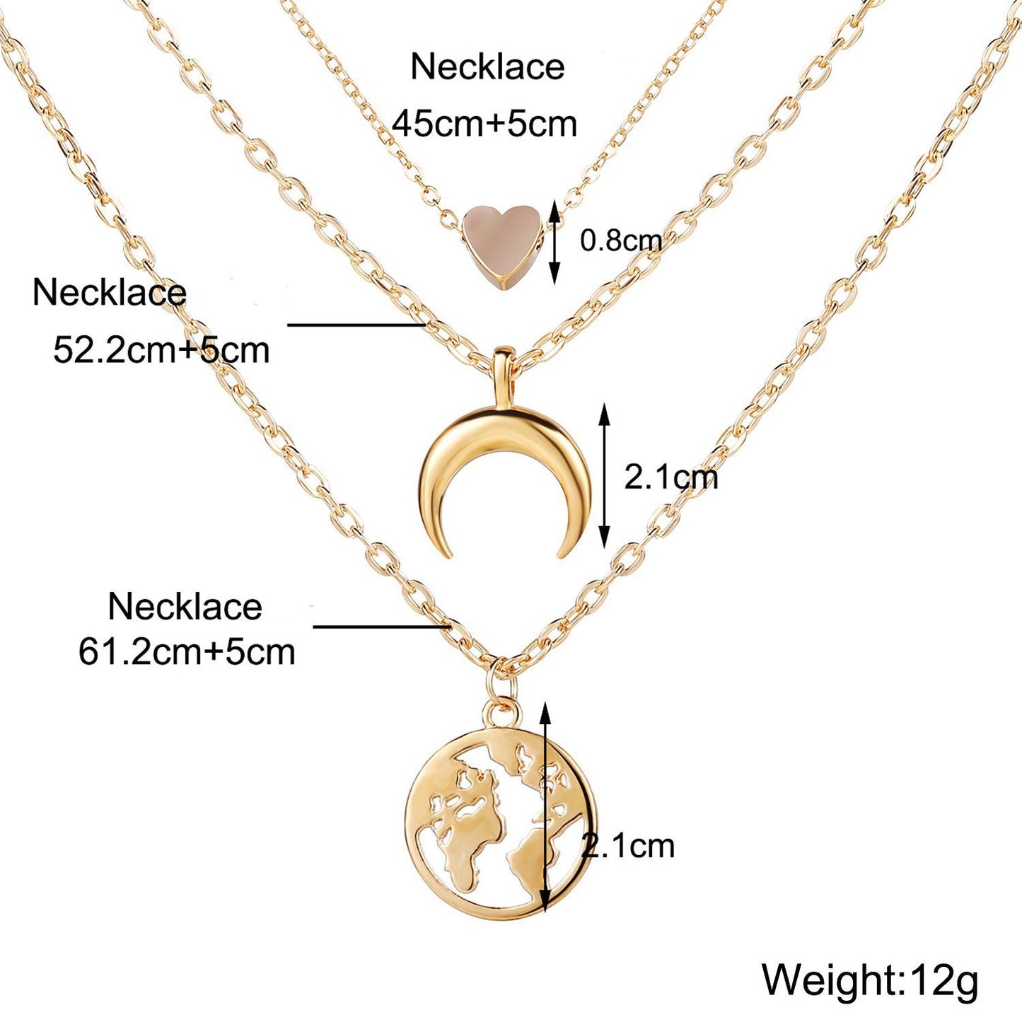 3 Piece Necklace 18K Gold Plated Necklace in 18K Gold Plated