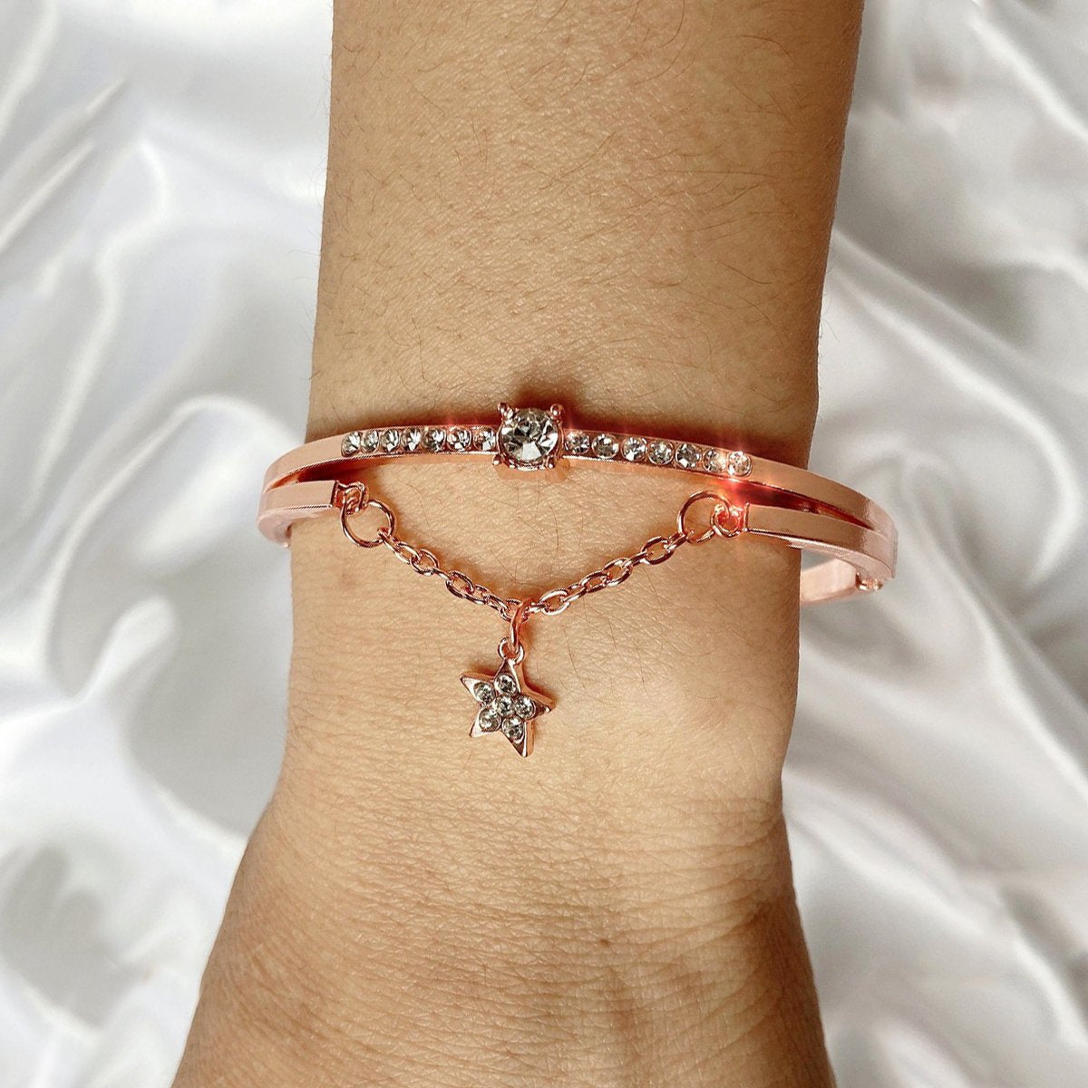 Star Drop With Austrian Crystals 18K Rose Gold Plated Bracelet in 18K Rose Gold Plated ITALY Made