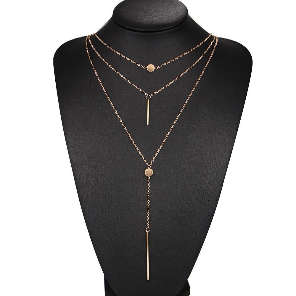 3 Piece Geometric Set 18K Gold Plated Necklace in 18K Gold Plated